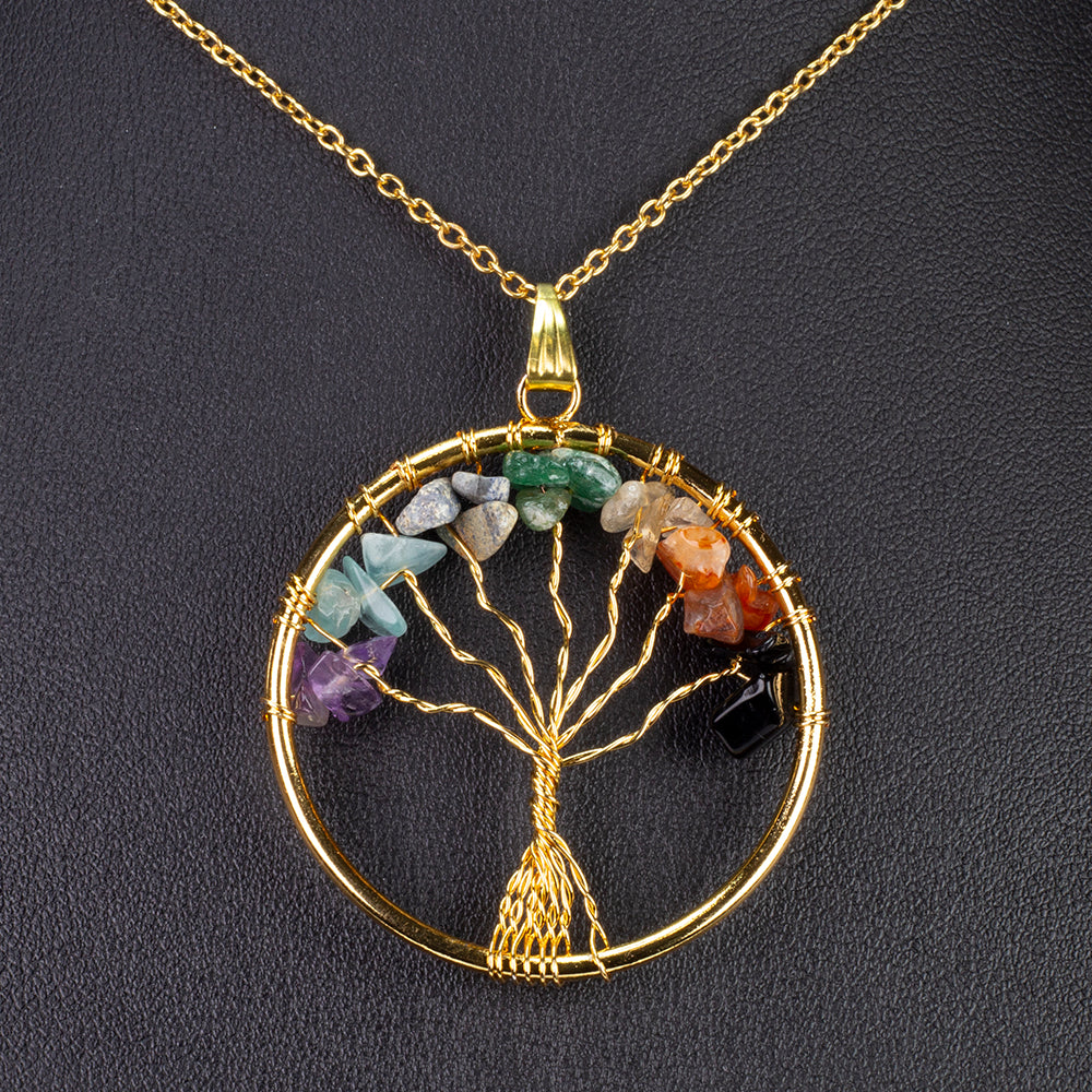 "Élet fája "Arany Bevonatú Nyaklánc Ametiszttel és Karneollal